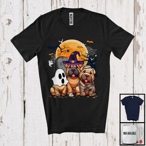 MacnyStore - Three Boo Witch Mummy Shar Pei, Adorable Halloween Costume Puppy Owner, Family Group T-Shirt