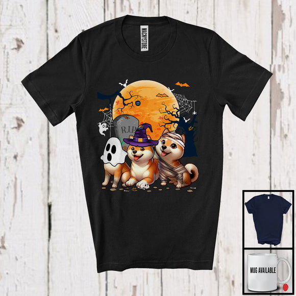 MacnyStore - Three Boo Witch Mummy Shiba Inu, Adorable Halloween Costume Puppy Owner, Family Group T-Shirt