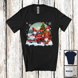 MacnyStore - Three Gnomes On Pickup Truck, Lovely Christmas Tree Gnomies On Pickup Truck, Snowing T-Shirt