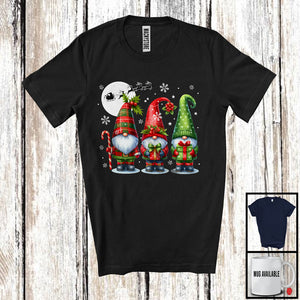 MacnyStore - Three Gnomes Squad; Awesome Christmas Moon Snowing; X-mas Matching Family Group T-Shirt