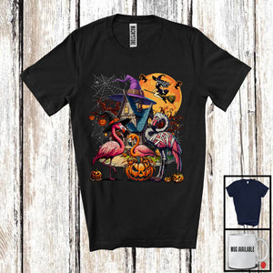 MacnyStore - Three Mummy Pumpkin Flamingo, Horror Halloween Costume Witch Castle, Animal Lover Group T-Shirt