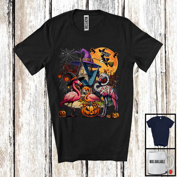 MacnyStore - Three Mummy Pumpkin Flamingo, Horror Halloween Costume Witch Castle, Animal Lover Group T-Shirt