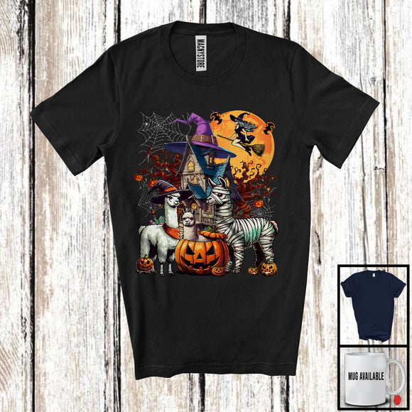 MacnyStore - Three Mummy Pumpkin Llama, Horror Halloween Costume Witch Castle, Animal Lover Group T-Shirt