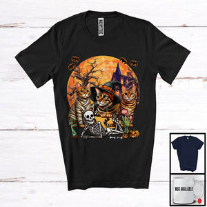 MacnyStore - Three Mummy Witch Zombie Bengal Cat, Scary Halloween Moon Bengal Cat, Lying Skeleton T-Shirt