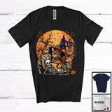 MacnyStore - Three Mummy Witch Zombie Bengal Cat, Scary Halloween Moon Bengal Cat, Lying Skeleton T-Shirt