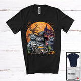 MacnyStore - Three Mummy Witch Zombie Chartreux Cat, Scary Halloween Moon Chartreux Cat, Lying Skeleton T-Shirt