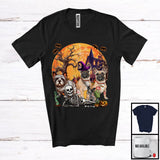 MacnyStore - Three Mummy Witch Zombie French Bulldog With Scary Moon, Creepy Halloween Lying Skeleton T-Shirt