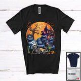 MacnyStore - Three Mummy Witch Zombie Russian Blue, Scary Halloween Moon Russian Blue, Lying Skeleton T-Shirt