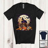 MacnyStore - Three Mummy Zombie Witch Dachshund In Carved Pumpkin, Scary Halloween Moon, Family Group T-Shirt