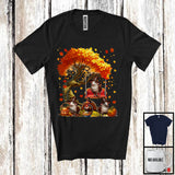 MacnyStore - Three Pilgrim Sheep With Fall Tree, Lovely Thanksgiving Turkey Autumn, Family Group T-Shirt