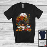 MacnyStore - Three Pilgrim Teeth Tooth With Fall Tree, Adorable Thanksgiving Pumpkin, Dentist Dental Squad T-Shirt