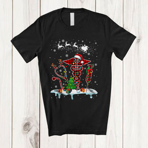 MacnyStore - Three Red Plaid Nurse Tools; Amusing Christmas Snowing Nurse; Jobs Careers Proud T-Shirt