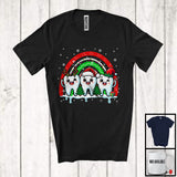 MacnyStore - Three Reindeer Santa Elf Teeth; Awesome Christmas Plaid Tooth; Rainbow Dentist Dental Squad T-Shirt