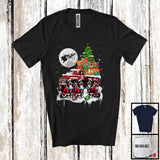 MacnyStore - Three Santa Australian Shepherd; Fantastic Christmas Moon X-mas Tree On Pickup Truck Driver T-Shirt