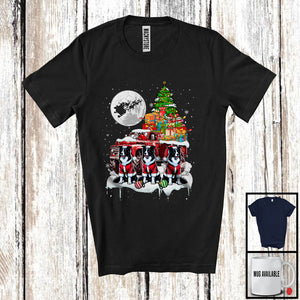 MacnyStore - Three Santa Border Collie; Fantastic Christmas Moon X-mas Tree On Pickup Truck; Santa Driver T-Shirt