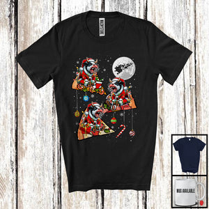 MacnyStore - Three Santa Cow Riding Pizza; Humorous Christmas Pizza Food Galaxy; Family Group T-Shirt