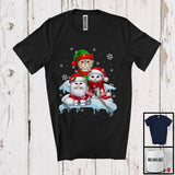 MacnyStore - Three Santa Elf Cats On Snow; Adorable Christmas Snowing Cat Lover; Family Group T-Shirt