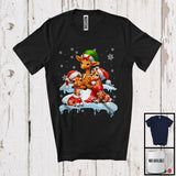 MacnyStore - Three Santa Elf Giraffes On Snow; Adorable Christmas Snowing Giraffe Lover; Family Group T-Shirt