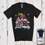 MacnyStore - Three Santa Elf Raccoons On Snow; Adorable Christmas Snowing Raccoon Lover; Family Group T-Shirt