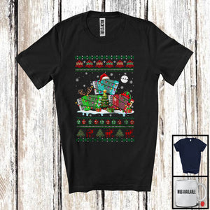 MacnyStore - Three Santa Elf Reindeer Accordion; Cheerful Christmas Tree Sweater Snow; Musical Instruments T-Shirt