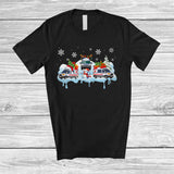 MacnyStore - Three Santa Elf Reindeer Ambulance Snowing; Awesome Christmas Snowman; Driver Family T-Shirt