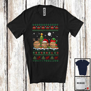 MacnyStore - Three Santa Elf Reindeer Cookie; Cheerful Christmas Tree Sweater Snow; Family Group T-Shirt