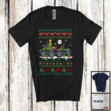 MacnyStore - Three Santa Elf Reindeer Dirt Bike; Cheerful Christmas Tree Sweater Snow; Family Group T-Shirt