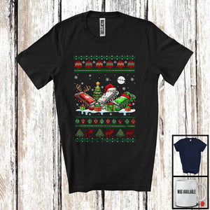 MacnyStore - Three Santa Elf Reindeer Harmonica; Cheerful Christmas Tree Sweater Snow; Musical Instruments T-Shirt