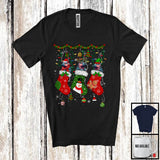 MacnyStore - Three Santa Elf Reindeer Hippo In Christmas Socks; Awesome X-mas Lights Snowing; Animal T-Shirt