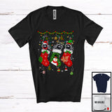 MacnyStore - Three Santa Elf Reindeer Raccoon In Christmas Socks; Amazing X-mas Animal; Snowing T-Shirt