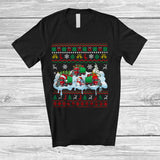 MacnyStore - Three Santa Elf Reindeer Truck Snowing; Awesome Christmas Sweater Snowman; Driver T-Shirt