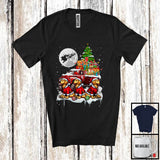 MacnyStore - Three Santa Golden Retriever; Fantastic Christmas Moon X-mas Tree On Pickup Truck; Santa Driver T-Shirt