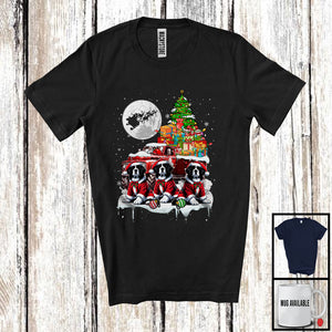 MacnyStore - Three Santa Landseers; Fantastic Christmas Moon X-mas Tree On Pickup Truck; Santa Driver T-Shirt