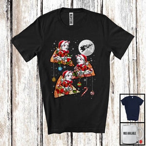 MacnyStore - Three Santa Llama Riding Pizza; Humorous Christmas Pizza Food Galaxy; Family Group T-Shirt