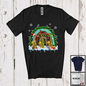 MacnyStore - Three Santa Reindeer Elf Saxophone; Wonderful Christmas Lights Leopard Plaid Rainbow; Saxophonist T-Shirt