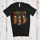 MacnyStore - Three Santa Reindeer Elf Sloths In X-mas Socks; Amusing Christmas Sloth Animal Lover T-Shirt