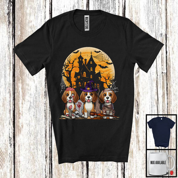 MacnyStore - Three Witch Mummy Zombie Beagle, Horror Halloween Costume Moon, Matching Family Group T-Shirt