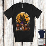 MacnyStore - Three Witch Mummy Zombie Dachshund, Horror Halloween Costume Moon, Family Group T-Shirt