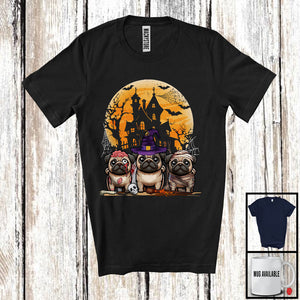 MacnyStore - Three Witch Mummy Zombie Pug, Horror Halloween Costume Moon, Matching Family Group T-Shirt