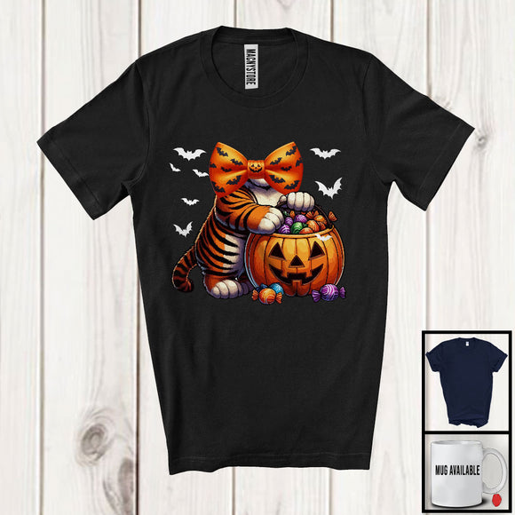 MacnyStore - Tiger Costume Cosplay With Bow Tie, Lovely Halloween Wild Animal Lover, Matching Group T-Shirt