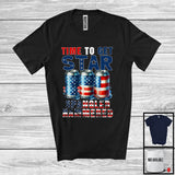 MacnyStore - Time To Get Star Spangled Hammered, Joyful 4th Of July US Flag Beer, Drinking Drunker Patriotic T-Shirt