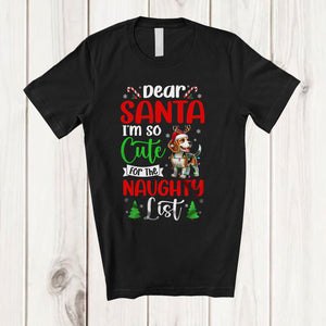 MacnyStore - Too Cute For The Naughty List; Lovely Christmas Santa Reindeer Beagle Owner; Family T-Shirt