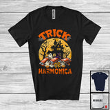 MacnyStore - Trick Or Harmonica; Horror Halloween Moon Witch Trick Or Treat; Musical Instruments Player T-Shirt