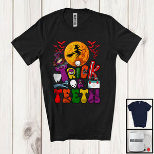 MacnyStore - Trick Or Teeth; Amazing Halloween Moon Ghost Boo Witch Tooth; Dental Assistant Dentist Group T-Shirt