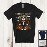 MacnyStore - Trick Or Treat, Horror Halloween Witch Zombie Beagle With Pumpkin Candy, Family Group T-Shirt
