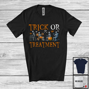 MacnyStore - Trick Or Treatment; Humorous Halloween Skeleton; PT Physical Therapy Therapist Group T-Shirt