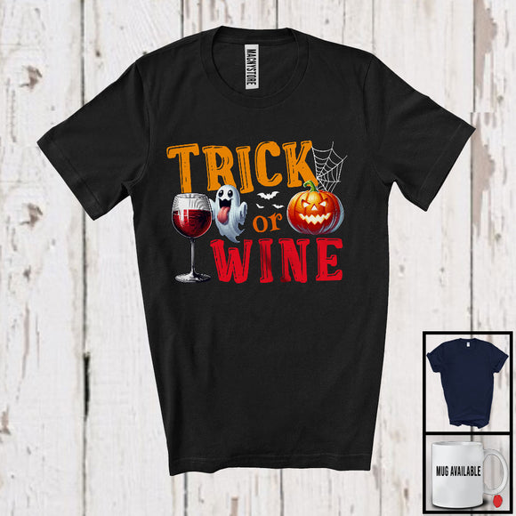 MacnyStore - Trick Or Wine; Awesome Halloween Costume Boo Ghost Pumpkin; Drunker Drinking Group T-Shirt