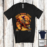 MacnyStore - Trick Rawr Treat; Horror Halloween Witch Skeleton Riding Mummy T-Rex; Dinosaur Lover T-Shirt