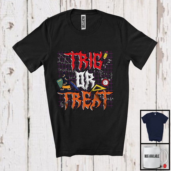 MacnyStore - Trig Or Treat, Humorous Halloween Math Teacher Students Group, Trick or Treat Math Lover T-Shirt