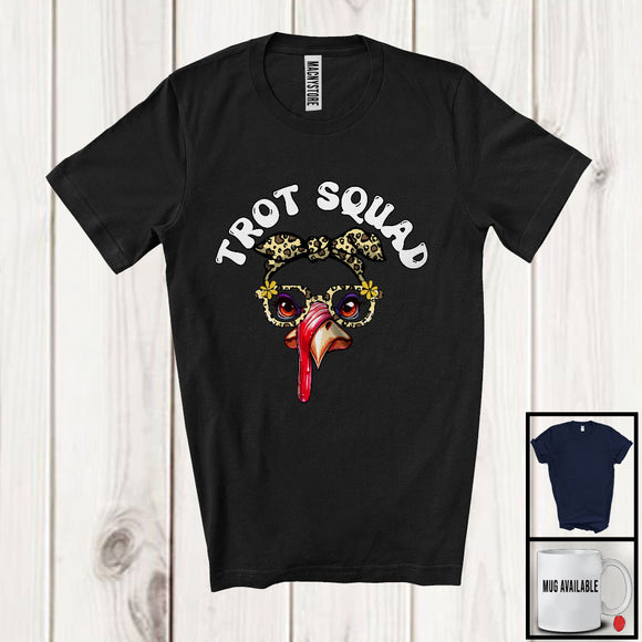 MacnyStore - Trot Squad; Humorous Thanksgiving Face Headband Leopard Turkey Runner; Women Family T-Shirt